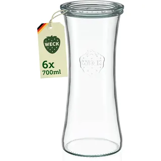 Weck Gläser 650ml – 6er Set mit Deckeln – Delikatessenform – robuste Vorratsgläser & Einweckgläser - Glasbehälter ideal für Meal Prep, Servieren & Vorrat – Made in Germany