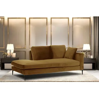 Home affaire Recamiere »Cozy Chaiselongue, Maße B/T/H: 195/97/80 cm« mit losen Kissen und Metallbeinen, Armlehne links oder rechts wählbar, gelb