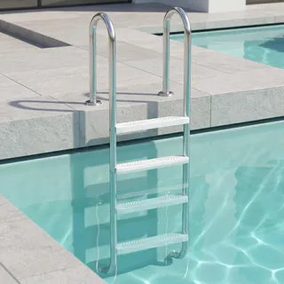 YRHome 4 Stufen Poolleiter Aus 304 Edelstahl rutschfest ABS Trittstufen Bis 150 kg Traglast,Schwimmbadleiter für Gartenpool Einbaupool Geeignet bis 150 cm Beckentiefe