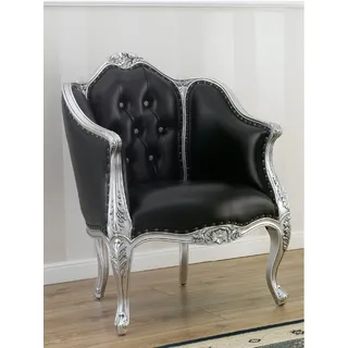 Sessel Megan Moderner Barock Stil Blattsilber Kunstleder schwarz Crystal Sw K...