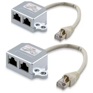 kwmobile 2X Netzwerkkabel Splitter Anschlussverdoppler - Netzwerk ISDN Adapter LAN Verteiler - T-Adapter - Netzwerk Kabel auf 1x ISDN 1x Ethernet