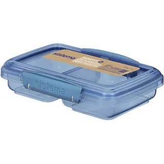 Sistema Ocean Bound Kunststoffbehälter, klein, geteilt, 350 ml, BPA-frei, aus recyceltem Kunststoff, Blaugrün oder Blau (Farbe nicht wählbar), 1 Stück