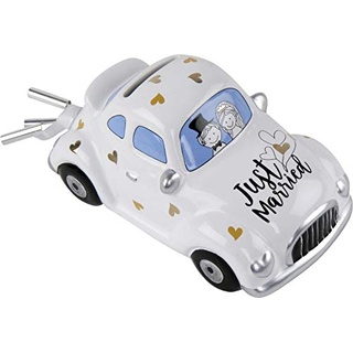 wunderschöne Spardose,Sparschwein,Hochzeitskasse Hochzeitsauto,Hochzeits-Auto zur Hochzeit,Hochzeitspaar im Auto aus Keramik