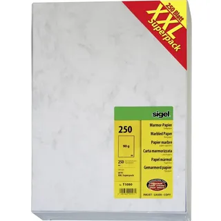 Sigel Marmorpapier Grau A4 90 g 250 Blatt beidseitig marmoriert