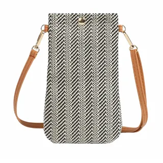 Dasellfa Handytasche Zum UmhäNgen Strohtaschen, Crossbody Bag Damen, Kleine UmhäNgetasche Klein Korbtaschen, Handy Schul,Tertasche Mit Langem Gurt,Bohemien,Strand Tasche MäDchen Frau (Schwarz)