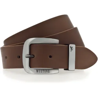 Ledergürtel MUSTANG "Franklin", Herren, Gr. 100, braun (hellbraun), Rindsleder, Gürtel Ledergürtel, mit Dornschließe aus geschwärztem Silber, unifarben