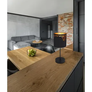 LED Tischleuchte Tischlampe Wohnzimmer Schlafzimmer schwarz gold 15582T - Schwarz