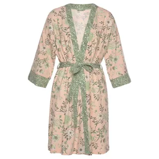 LASCANA Damen Kimono rosa-schilfgrün Gr.36/38