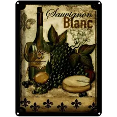 Blechschild 30x40 cm - Stillleben Sauvignon Blanc Wein