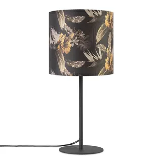 Tischlampe Schreibtischlampe Wandlampe Stoff Nachttisch E14 Blumen Jungle Deko - Schwarz
