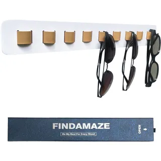 FINDAMAZE Brillenaufbewahrung mehrere Brillen, Brillenhalter Wand, Brillenständer/Sonnenbrillen Organizer Holz zum Aufhängen der Brille, Brillen-Display, Weiß