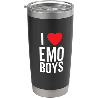 I Love Emo Boys Herz Lustiges Teen Girl Anime Zitat Doppelwandiger Edelstahl-Thermobecher