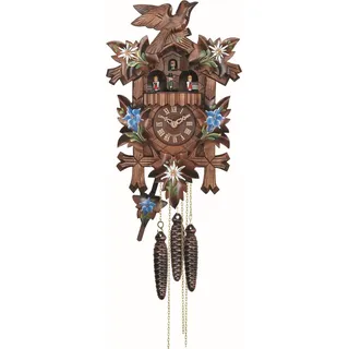 Engstler - 532/10_MT - Kuckucksuhr - 1-Tag-Kettenzugwerk - Nussbaum - mit Musik mit Tanzpaar - 35 cm - Braun