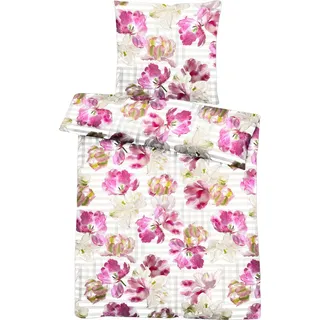 APELT Bettwäsche »Nelly« 2 Stk. tlg. elegante Papageientulpe und modernes Aquarellkaro, pink