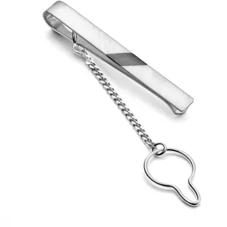 STERLL Herren Silberne Krawattennadel Mit Gebürstetem Finish Und Oxidiertem Streifen