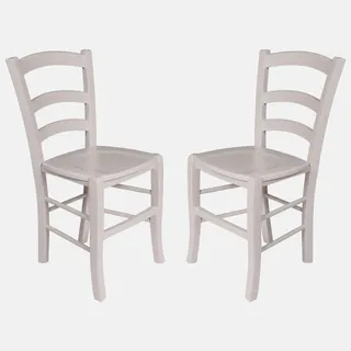 Dmora - Set aus 2 klassischen Holzstühlen, für Esszimmer, Küche oder Wohnzimmer, Made in Italy, cm 46x42h87, Sitzhöhe cm 47, Farbe Weiß