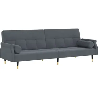 Schlafsofa mit Kissen Dunkelgrau Samt - Grau, Dunkelgrau
