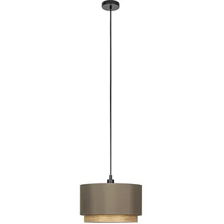 EGLO Pendelleuchte Esstisch Marchena Hängelampe | für Wohnzimmer und Esszimmer, Esszimmerlampe aus Textil in Cappuchino und Holz in Eiche-Optik, Lampe hängend mit E27 Fassung