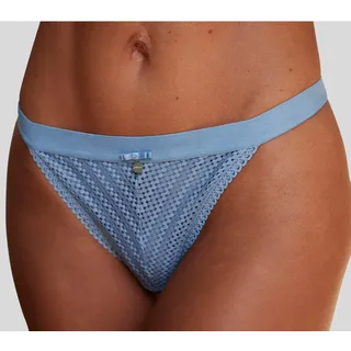 LASCANA Tanga, mit breitem, elastischen Bund und Spitze, grau