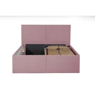 Halmon Schlafkomfort Betten Polsterbett Milano Rose 120 x 200 x 40 cm Stauraum Mit hochwertiger Matratze H2 (bis 100 kg) und Lattenrost , Rosa , Holz , Höhe ca. 22 cm , 120x200 cm , Schlafzimmer, Betten, Polsterbetten