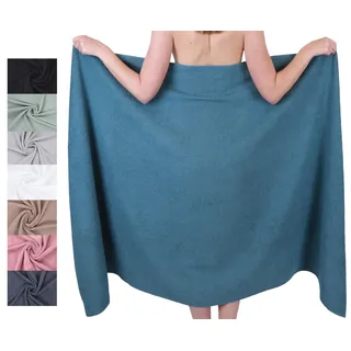 Betz Badetuch XXL 100x200 cm – 1 Stück – Saunatuch & Strandtuch aus 100% Baumwolle, 360 g/m2 – saugstark & weich – großes Handtuch mit Aufhänger – Serie Berlin – Farbe Taubenblau
