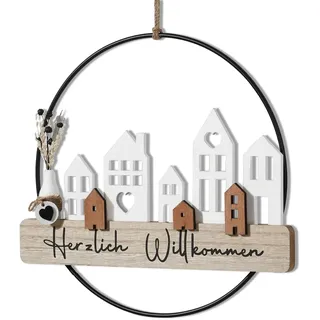 Mailfull Fensterdeko Hängend Türkranz aus Metall Wanddeko Homedeko für Türdeko Haustür Dekokranz ganzjährig für Geschenkideen Garten und Wohnzimmer (28cm)