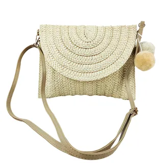 MUNSKT Strand-Handtasche aus Stroh, kleine Tasche im Boho-Stil, für Damen, Strandtasche für den Sommer
