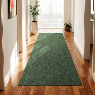 TT Home Teppich Für Outdoor Küchenteppich Balkon Terrasse Unifarbenes Design Modern Größe 60x100 cm - Grün