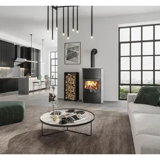 Oranier Feras W+ Stahl Schwarz/Abdeckplatte Speckstein