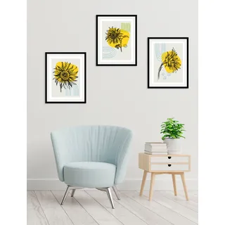 queence Bild »Set Sunflower«, Blumen, (1 St.), gerahmt, gelb