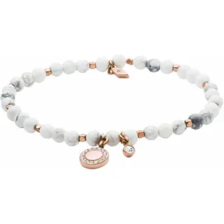 Armband FOSSIL "Schmuck Geschenk Metall Armkette VINTAGE MOTIFS", rosa (roségoldfarben, weiß, grau, weiß, grau), Armbänder, Damen, 16,5cm, Metall, Armband, mit Howlith und Glassteinen