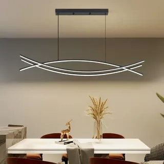 Mikeru 100CM Modern LED Pendelleuchte, Küchenlampe Deckenleuchte Hängend Hängelampe Esstisch Dimmbar mit Fernbedienung Esstisch Lampe 3000K/4500K/6000K 3 Farbe für Kücheninsel, Wohnzimmer
