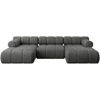 altdecor Eckcouch Samt 6-Sitzer Dunkelgrau