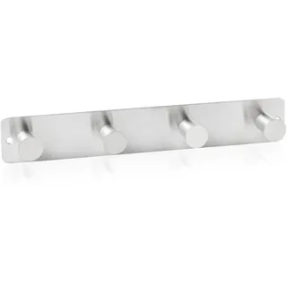 RICOO 1 x Wandgarderobe Metall Garderobenhaken MH025S-4 Hakenleiste 4 Edelstahl Haken zum Einhängen Garderobenhakenleiste Kleiderhaken Wand Handtuchhaken zum Bohren Garderobenleiste Metallhaken
