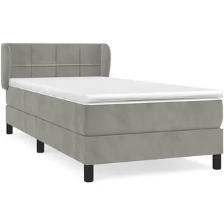 vidaXL Boxspringbett mit Matratze Hellgrau 80x200 cm Samt - Grau