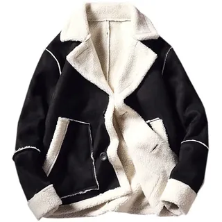 ERTGHH Yrf Daunenjacke Herren Winter Herren Lammfell Revers Daunenjacke Lose Warme Jacke Herren Pelz Dicker Mantel (Größe: XXXX-Large)