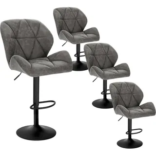 WOLTU 4er-Set Barhocker höhenverstellbar, drehbar, Kunstleder Stahl, Grau - Grau