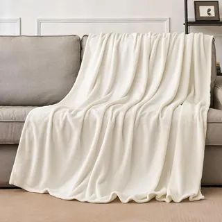 MIULEE Kuscheldecke Flauschig Decke Fleecedecke Wohndecken Couchdecke Flauschig Überwurf Mikrofaser Tagesdecke Sofadecke Blanket Für Bett Sofa Schlafzimmer Büro 130x150 cm Weiß