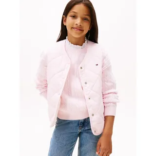 Wendeweste TOMMY HILFIGER "REVERSIBLE QUILTED VEST", Mädchen, Gr. 4 (104), beige (light pink, ivory silk), Web, Obermaterial: 100% Polyamid, unifarben, regular fit hüftbedeckend, V-Ausschnitt, Westen Wendeweste, für Kinder bis 16 Jahre, mit großen Druckknöpfen