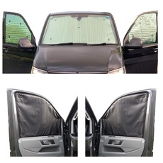 Fensterrollo-Set Kombatibel Mit Mercedes Sprinter (2006-2019)(Komplettset LWB + Scheunentore + ohne hintere Seitenwände) Rückenfarbe in Anthrazit, Reversibel und Thermisch