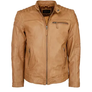 Bikerjacke JCC "Lederjacke 3102127", Herren, Gr. 60, braun (cognac), Obermaterial: 100% Lammnappaleder LANA. Futter: 100% Baumwolle CO., Jacken Bikerjacke