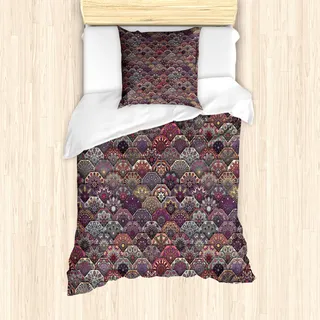 ABAKUHAUS marokkanisch Mantele, Retro Aufwändige Mandala, Milbensicher Allergiker geeignet mit Kissenbezügen, 135 cm x 200 cm - 80 x 80 cm, Mehrfarbig