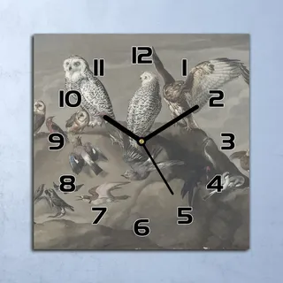 Wanduhr Echt-Glas-Küchenuhr Wildvögel Vintage Quarz Lautlos 30x30 Deko Bilder - Beige
