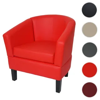 Lounge-Sessel HWC-O17, Sessel Clubsessel Cocktailsessel, FSC®-zertifiziert Kunstleder ~ rot