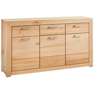 Cantus Sideboard , Buchefarben , Metall , Wildkernbuche , furniert, massiv , 3 Fächer , 3 Schubladen , 160x88x40 cm , Holzmöbel, Kommoden Holz, Sideboards Holz