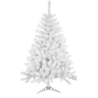 SOLAGUA NAVIDAD Künstlicher Weihnachtsbaum, Lametta-Blatt-Tanne 120–210cm Bäume mit Kunststoffauflage (Glänzend Weiß, 120cm 184Tips)