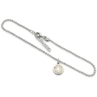 DUR Schmuck Damen Fußkette KOMPASS Strandsand, Silber 925/- 22,5cm+3cm A1661