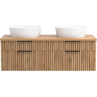 Held Möbel Waschtisch Manchester Aufsatzbecken Weiß 55 x 120 x 47 cm Eiche 2