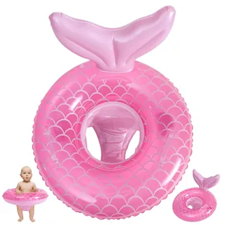 Fischschwanz Schwimmring Baby Schwimmring ab 1 Jahr, Aufblasbarer Schwimmreifen Baby Schwimmhilfe, Schwimmsitz Baby Swimming Ring mit Armlehnen, Geeignet für Babys von 3 Monaten bis 36 Monaten