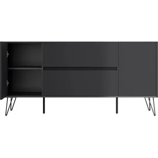 Posseik Sideboard Industrial G 2 Schubladen 2 Türen 155 cm Grafit